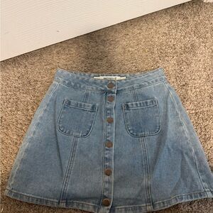 Denim Button-Front Skirt